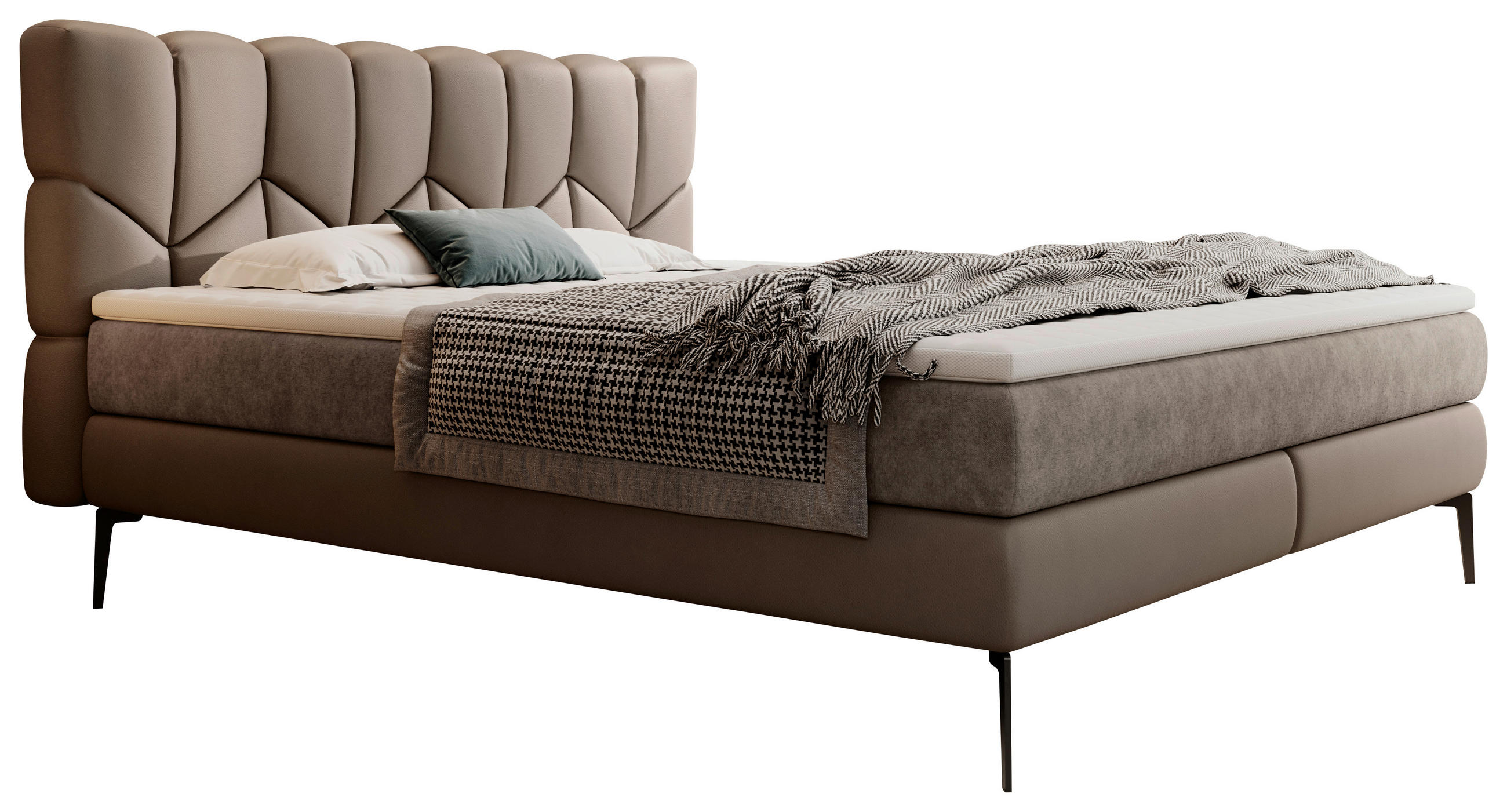 BOXSPRINGBETT 180/200 cm  in Braun  - Schwarz/Braun, Design, Leder/Textil (180/200cm) - Esposa