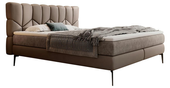 BOXSPRINGBETT 180/200 cm  in Braun  - Schwarz/Braun, Design, Leder/Textil (180/200cm) - Esposa