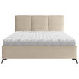 POLSTERBETT gepolstertes Kopfteil, Lattenrost Taupe 140/200 cm  - Taupe/Schwarz, MODERN, Holz/Textil (140/200cm) - Carryhome