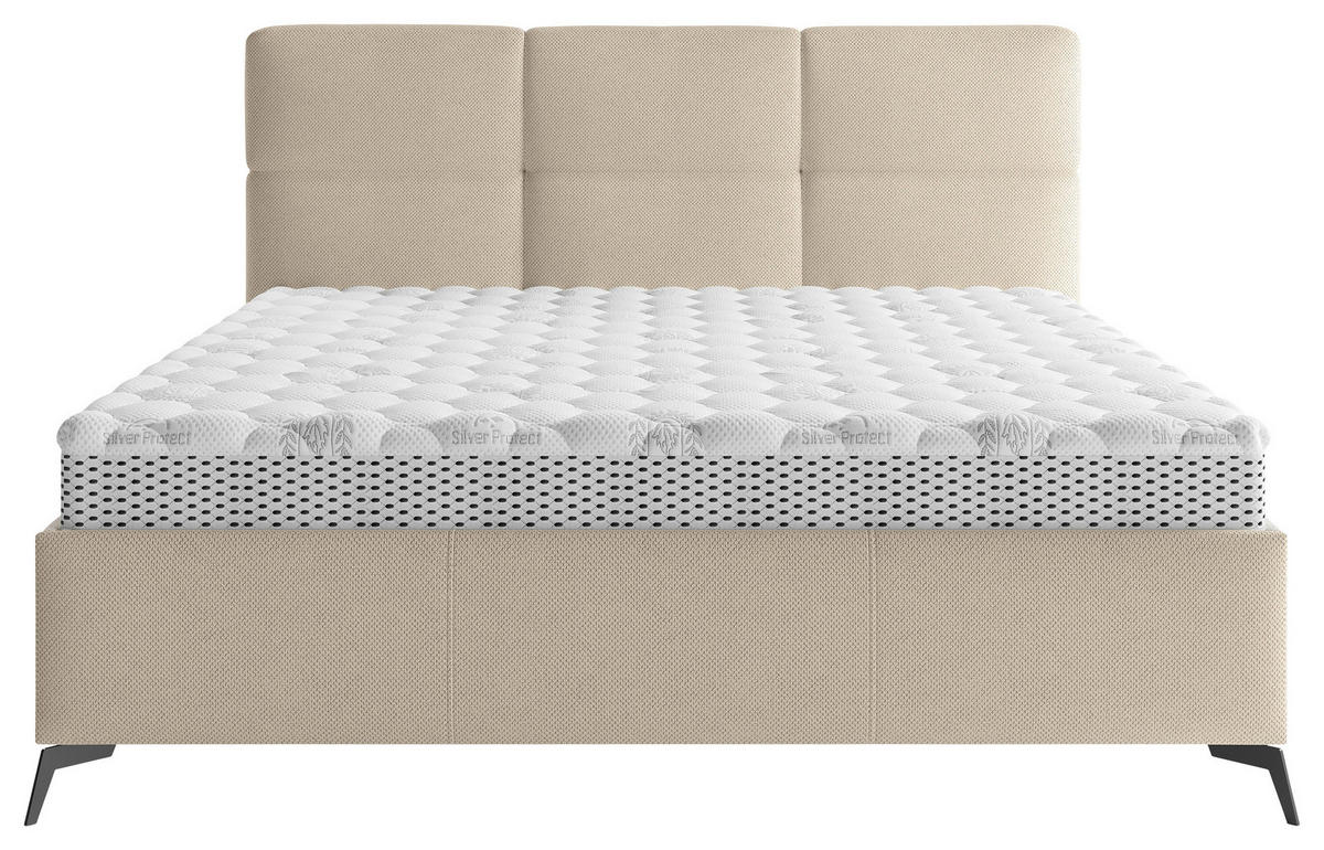 POLSTERBETT Lattenrost, gepolstertes Kopfteil 180/200 cm  in Taupe  - Taupe/Schwarz, MODERN, Holz/Textil (180/200cm) - Boxxx