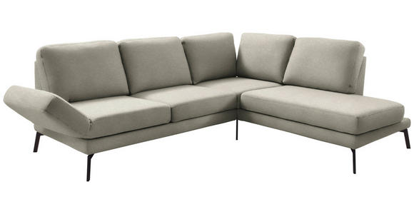 ECKSOFA in Mikrofaser Olivgrün  250-288/207-223 cm  - Schwarz/Olivgrün, KONVENTIONELL, Textil/Metall (250-288/207-223cm) - Hom`in