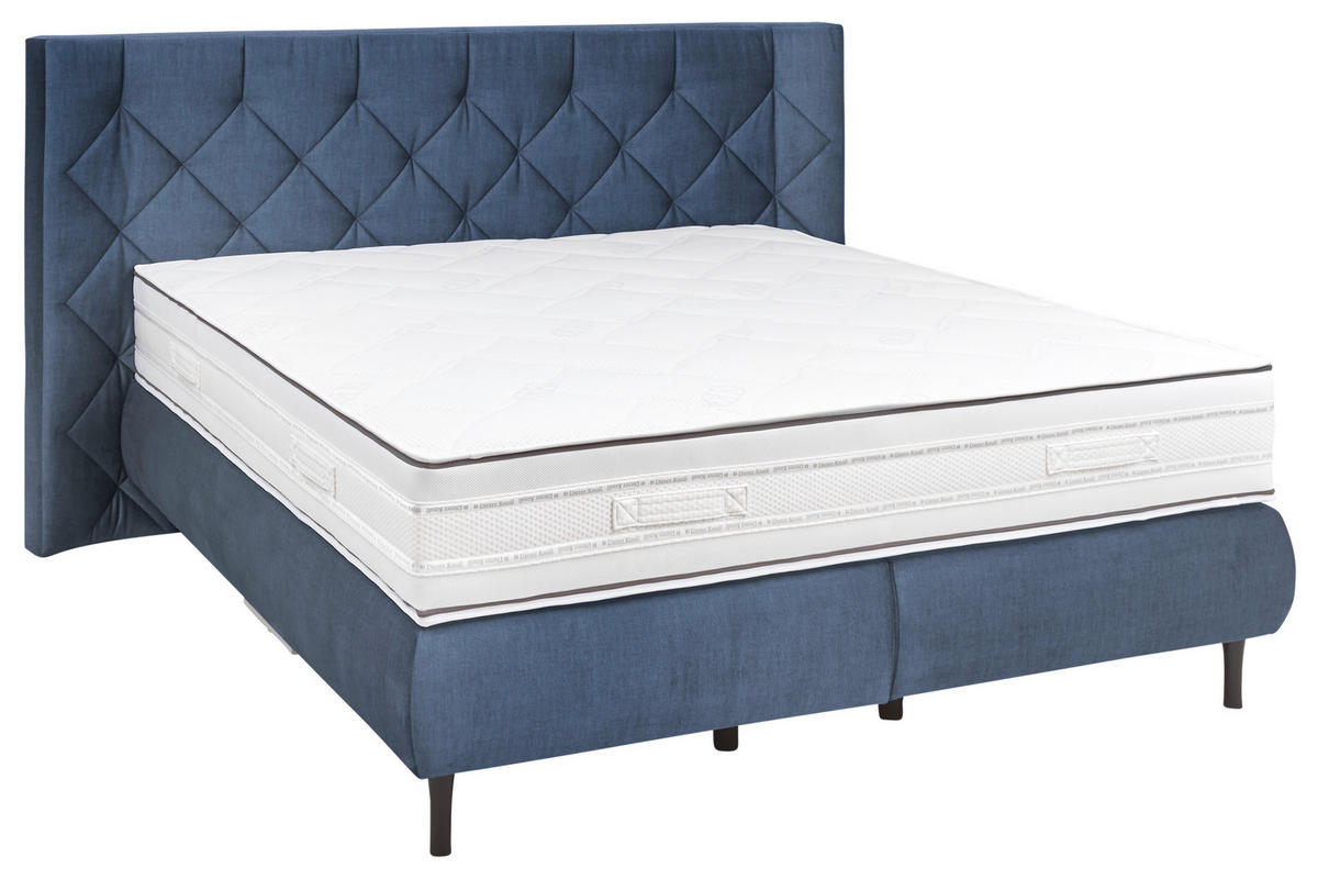 BOXSPRINGBETT 200/200 cm  in Blau  - Blau/Schwarz, KONVENTIONELL, Holz/Holzwerkstoff (200/200cm) - Dieter Knoll