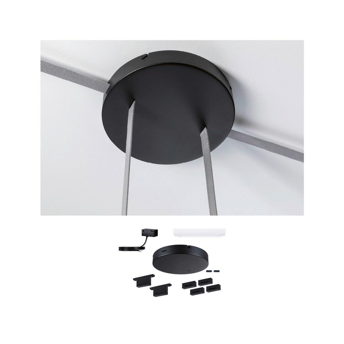 SEILSYSTEM-MONTAGESET 25,0/4,0 cm   - Schwarz, Basics, Kunststoff/Metall (25,0/4,0cm) - Paulmann