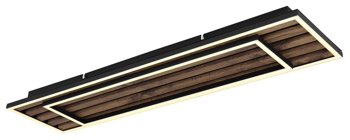 STROPNA LED-SVETILKA  WOODY /1750 lm/3000 K/230 V/ - črna/bela, Natur, kovina/umetna masa (80/20/6cm) - Globo