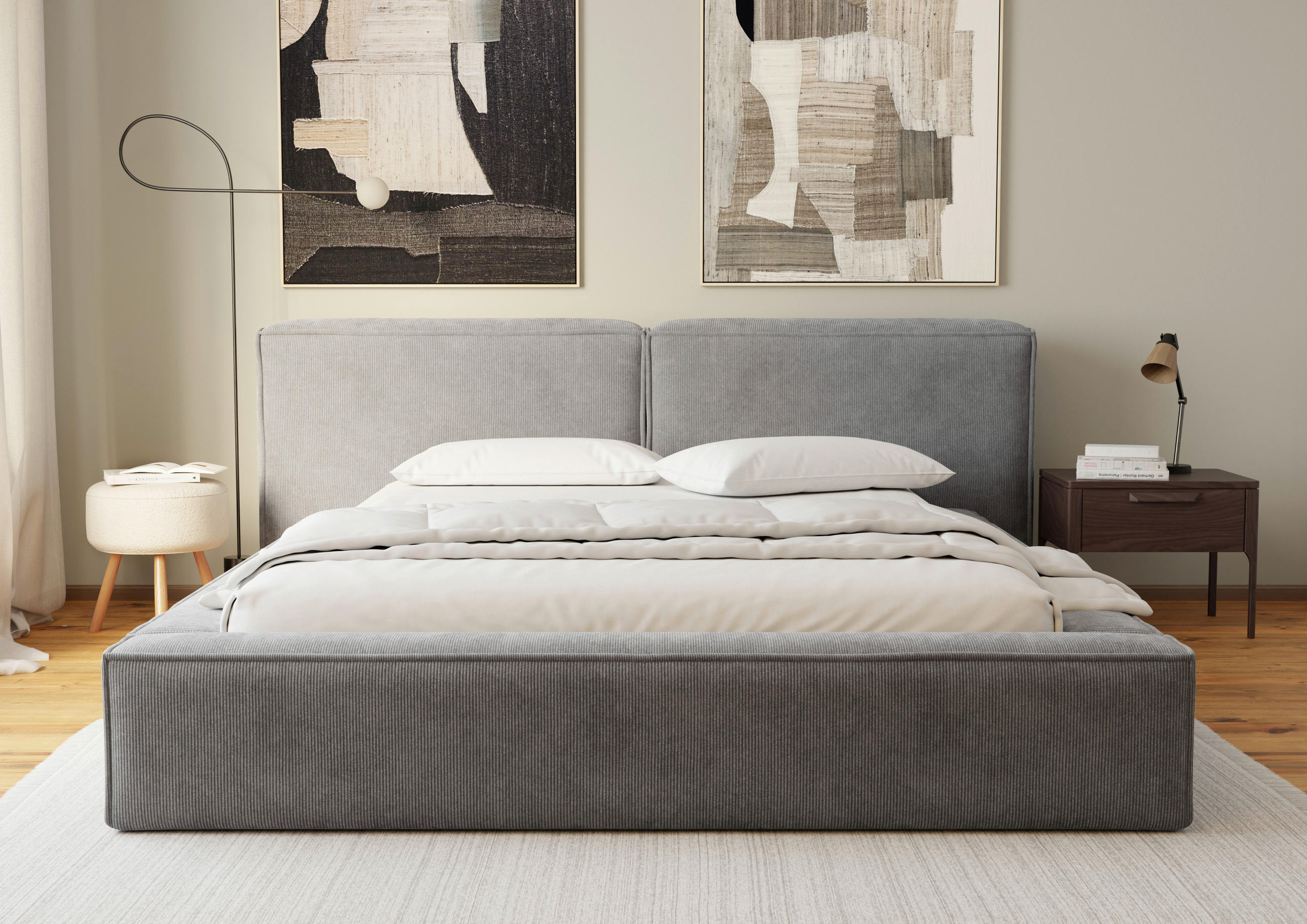 POLSTERBETT 180/200 cm,  in Anthrazit, Lattenrost, Bettkasten,  - Anthrazit/Schwarz, Design, Holz/Textil (180/200cm) - Boxxx