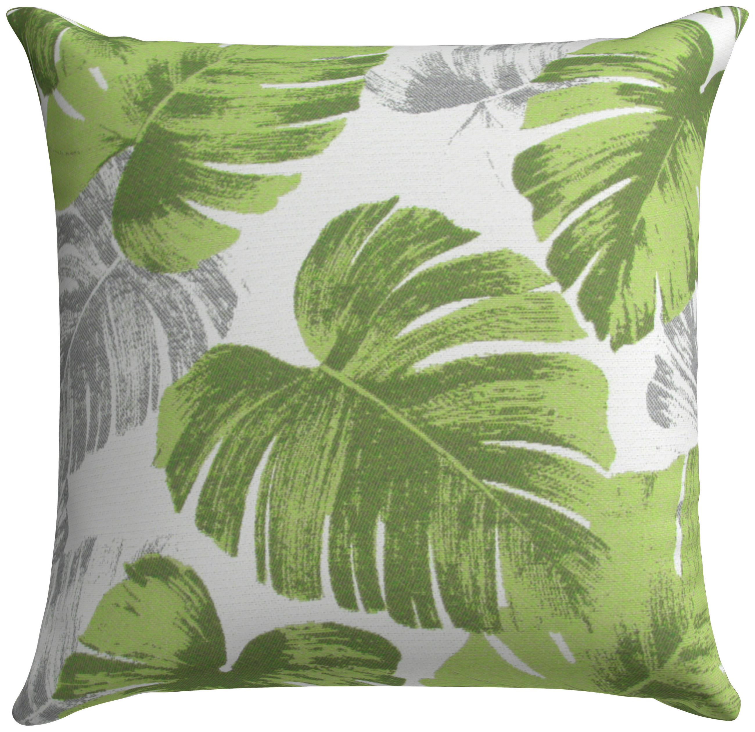 OUTDOOR-KISSEN in Grün, Weiß Blätter 48/48 cm  - Weiß/Grün, Basics, Textil (48/48cm)