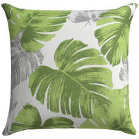 OUTDOOR-KISSEN in Grün, Weiß Blätter 48/48 cm  - Weiß/Grün, Basics, Textil (48/48cm)