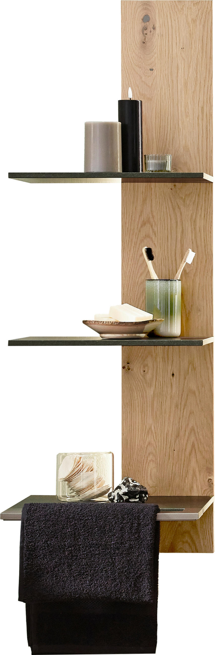 WANDPANEEL - Eichefarben/Grün, MODERN, Holz/Stein (38,4/115,2/27cm) - Valdera