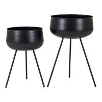 PFLANZENTOPF   - Schwarz, Basics, Metall (34/56cm)