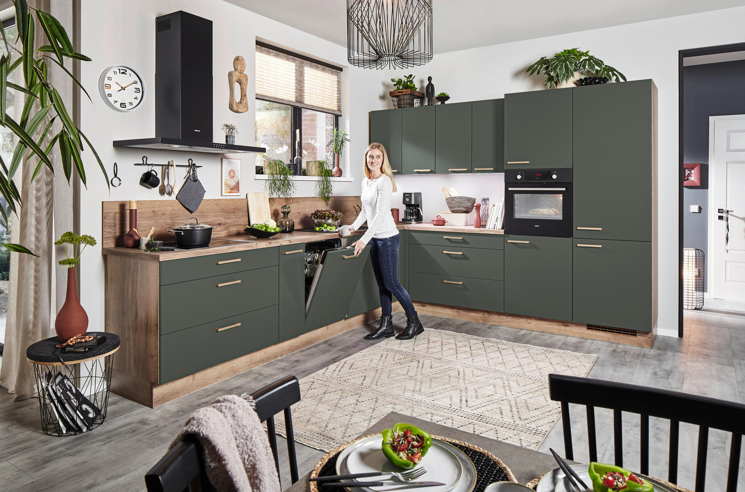 EINBAUKÜCHE   - Grün, Design, Holzwerkstoff - Celina
