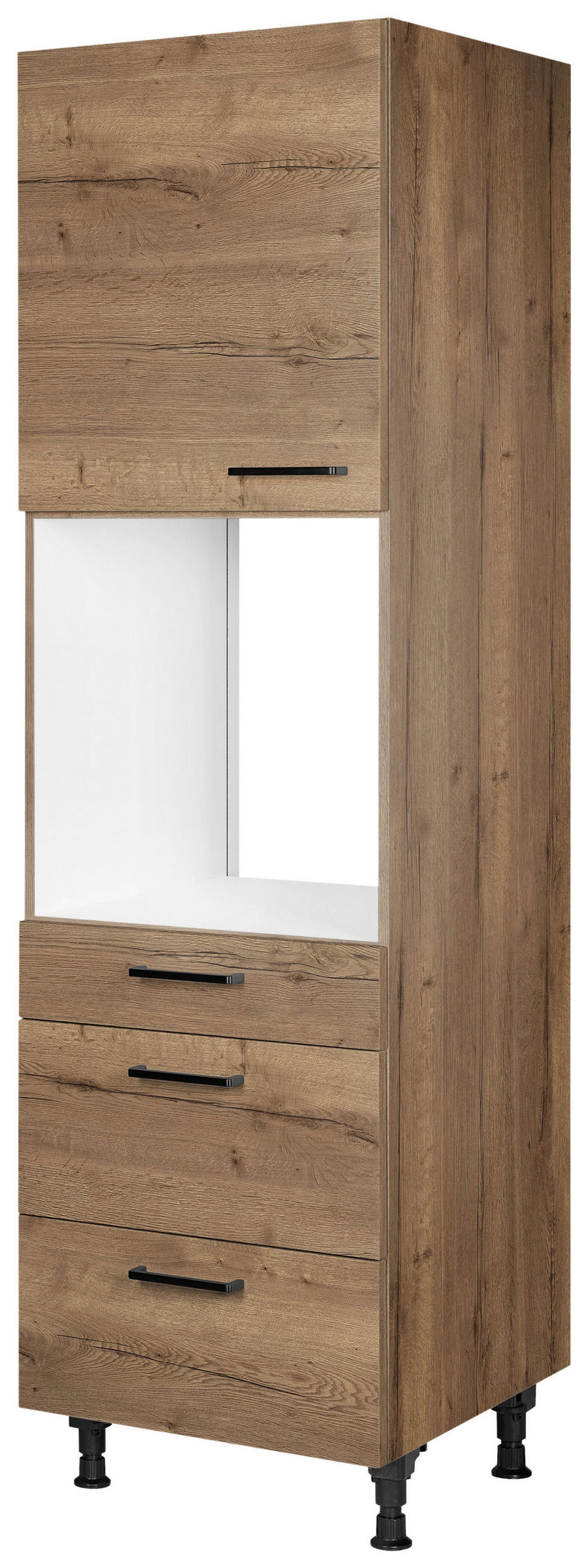 GERÄTEUMBAUSCHRANK 60/216,6/58 cm  in Eiche dunkel  - Eiche dunkel/Schwarz, MODERN, Holzwerkstoff/Metall (60/216,6/58cm) - Nobilia