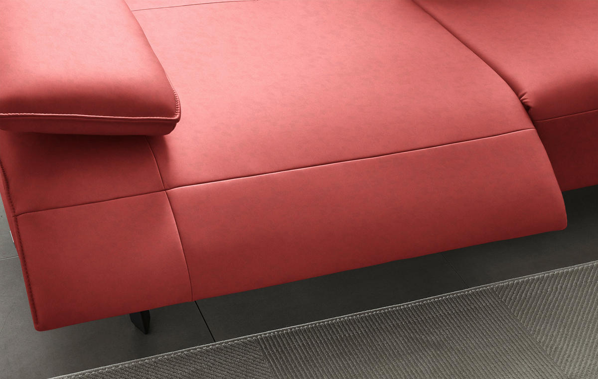 ECKSOFA Echtleder Koralle  - Koralle/Anthrazit, Design, Leder/Metall (290/230cm) - Johann Jakob