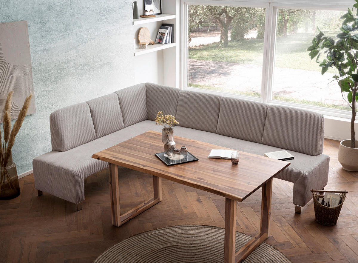 KLUPA KUTNA  svijetlo smeđa, cappuccino  drvo, tekstil, drvni materijal      - srebrne boje/svijetlo smeđa, Moderno, drvni materijal/drvo (264/197cm) - Livetastic