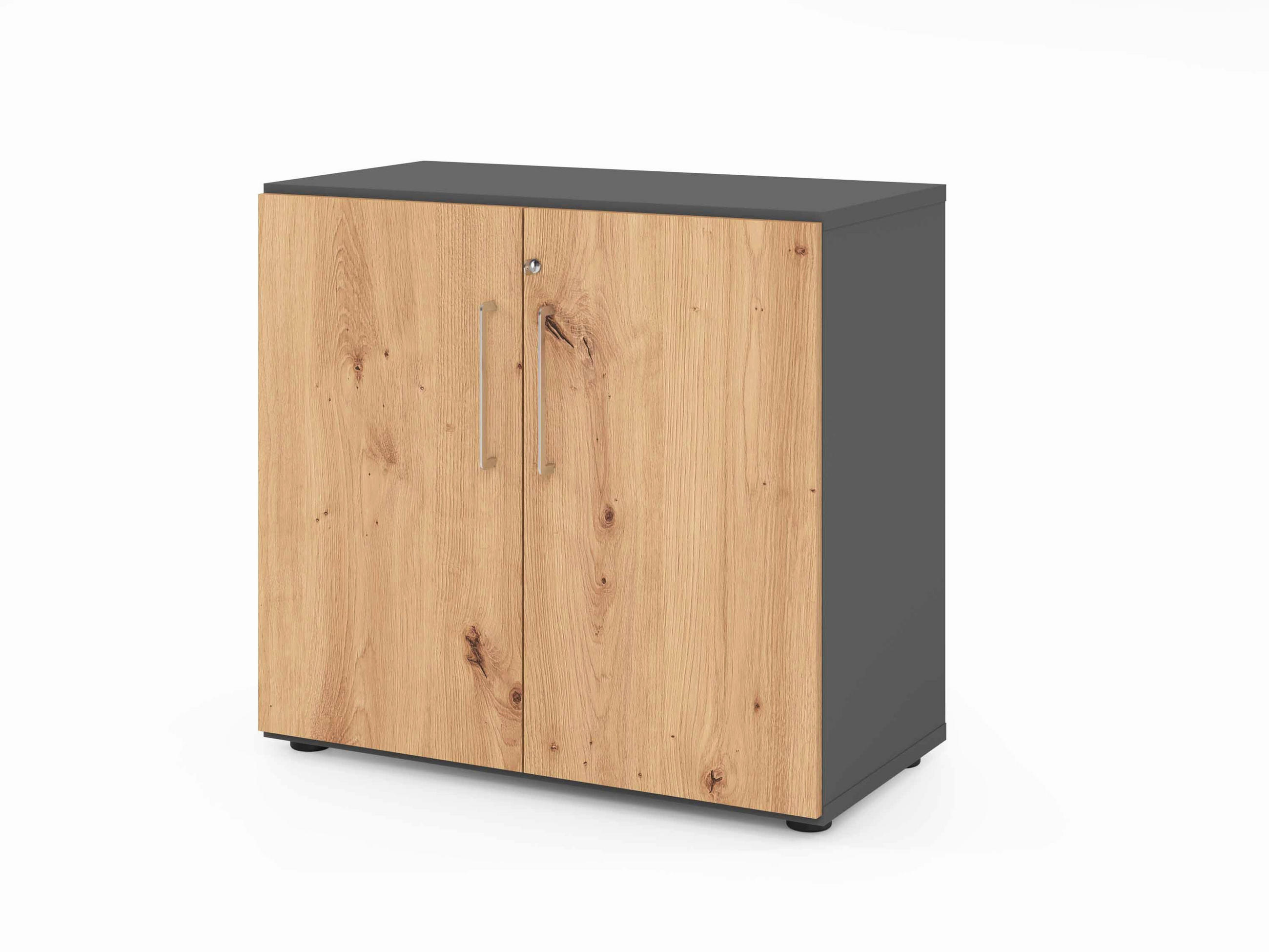 AKTENSCHRANK Graphitfarben, Eiche dunkel  - Eiche dunkel/Graphitfarben, Basics, Holzwerkstoff (80/74,8/41,7cm) - Venda