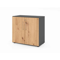 AKTENSCHRANK Graphitfarben, Eiche dunkel  - Eiche dunkel/Graphitfarben, Basics, Holzwerkstoff (80/74,8/41,7cm) - Venda