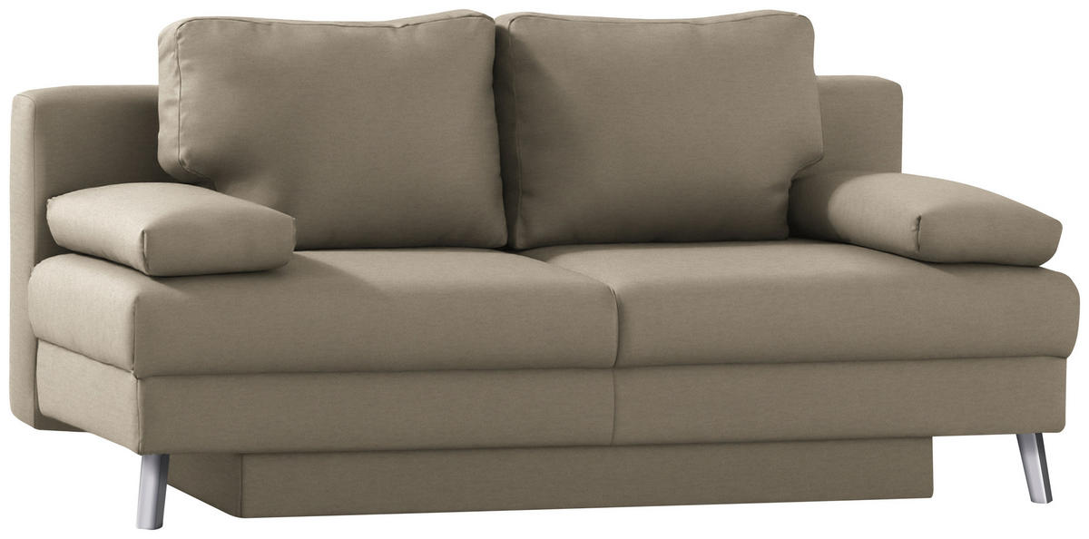 SCHLAFSOFA Flachgewebe Cappuccino  - Chromfarben/Cappuccino, Modern, Textil/Metall (194/91/90cm) - Novel