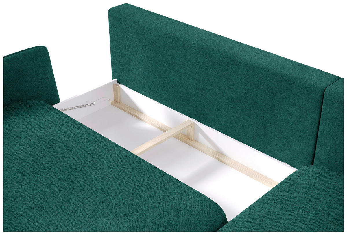 ECKSOFA in Velours Grün  - Schwarz/Grün, Design, Holz/Textil (260/167cm) - Welnova