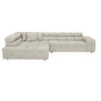 ECKSOFA  in Velours Creme  213/317 cm  - Creme/Schwarz, Design, Kunststoff/Textil (213/317cm) - Hom`in