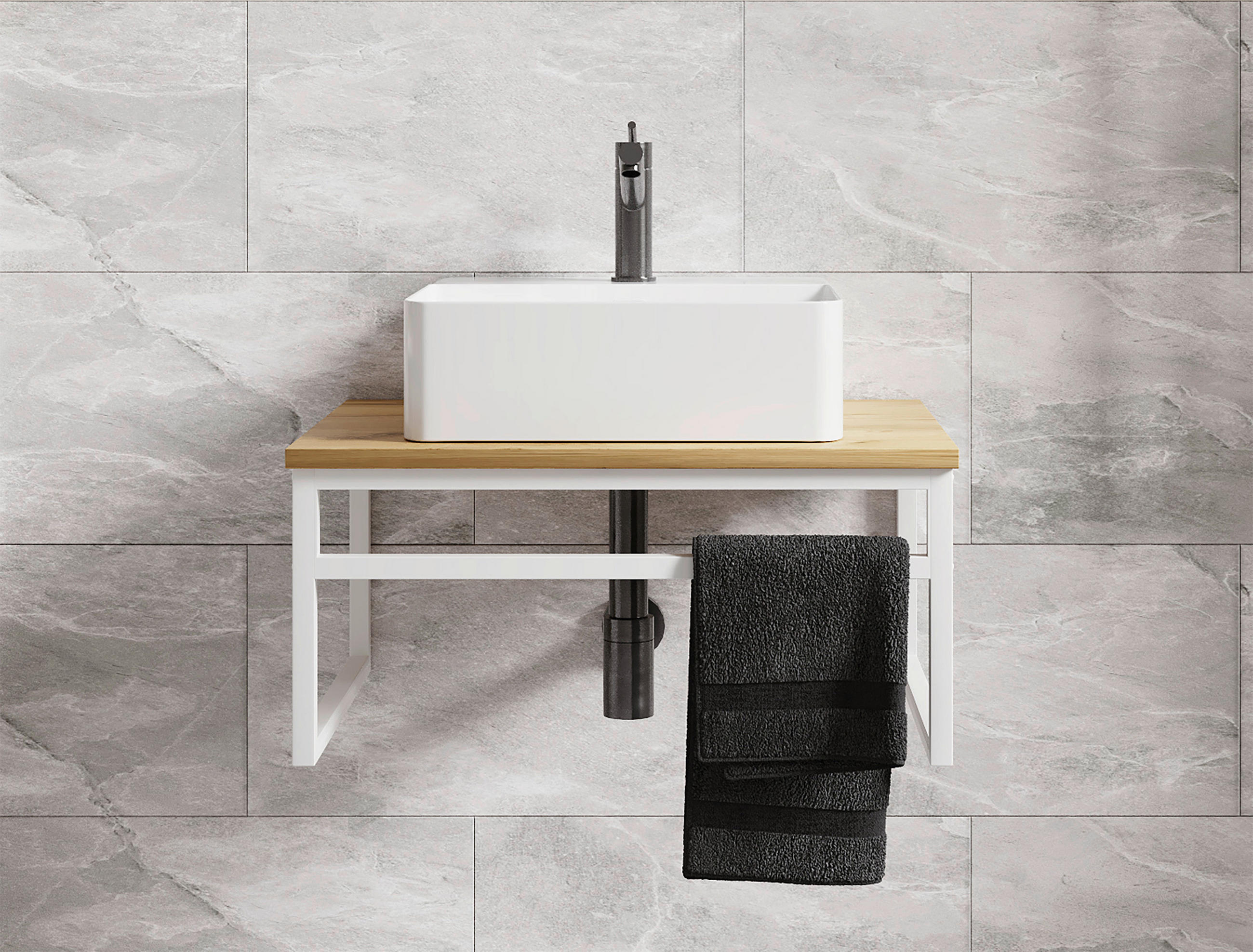 WASCHTISCHKOMBI 60 cm  - Honigeiche/Weiß, MODERN, Keramik/Holzwerkstoff (60cm) - MID.YOU