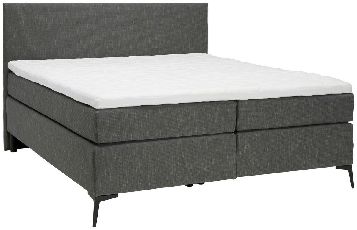 BOXSPRINGBETT 160/200 cm  in Anthrazit, Schwarz  - Anthrazit/Schwarz, Design, Textil/Metall (160/200cm) - Hom`in
