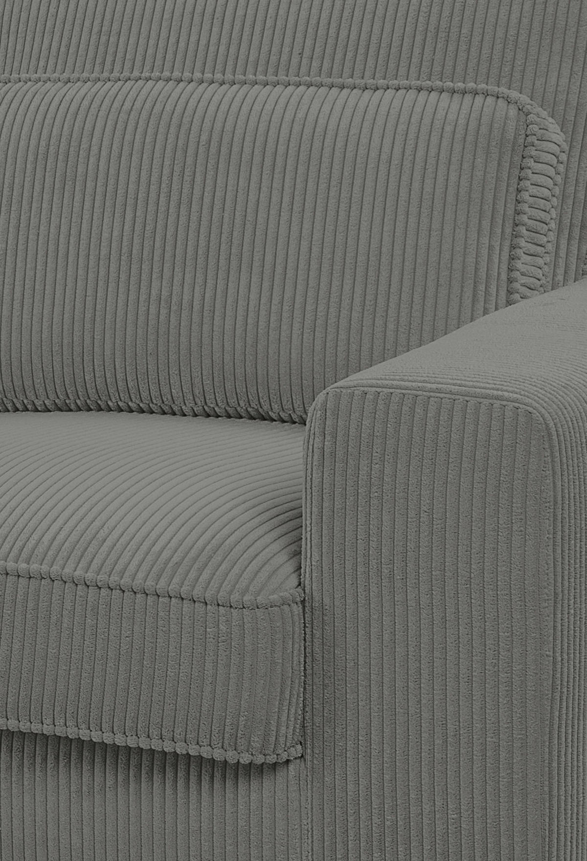 ECKSOFA BOLIVIA Grau Cord  - Beige/Schwarz, Basics, Textil/Metall (276/183cm) - MID.YOU