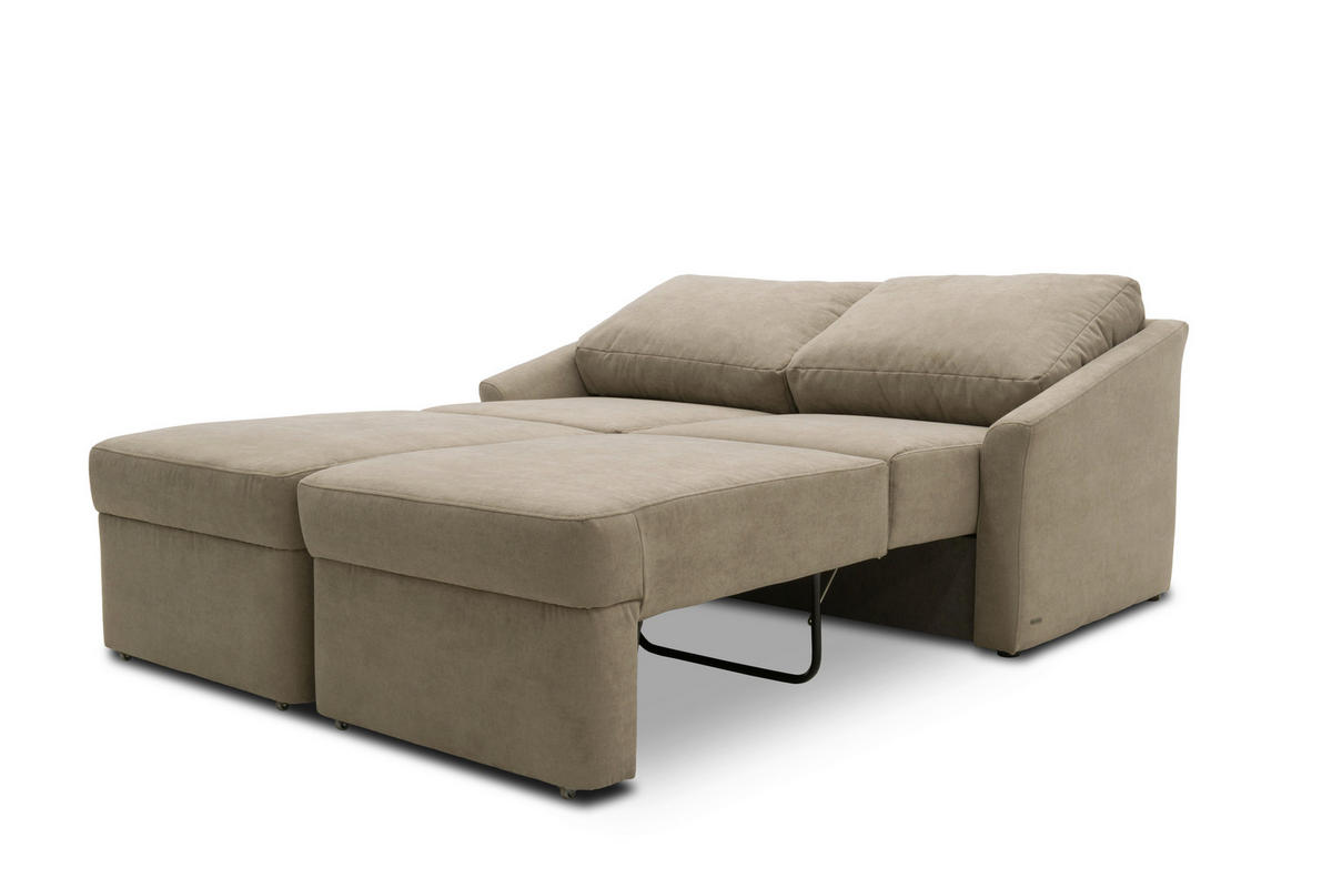 SCHLAFSOFA Mikrofaser Beige  - Beige/Schwarz, Basics, Kunststoff/Textil (168/86/96cm) - MID.YOU