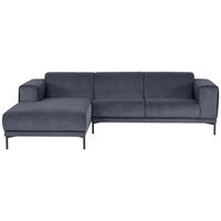 ECKSOFA in Cord Graublau  - Graublau/Schwarz, Design, Textil/Metall (262/183cm) - MID.YOU