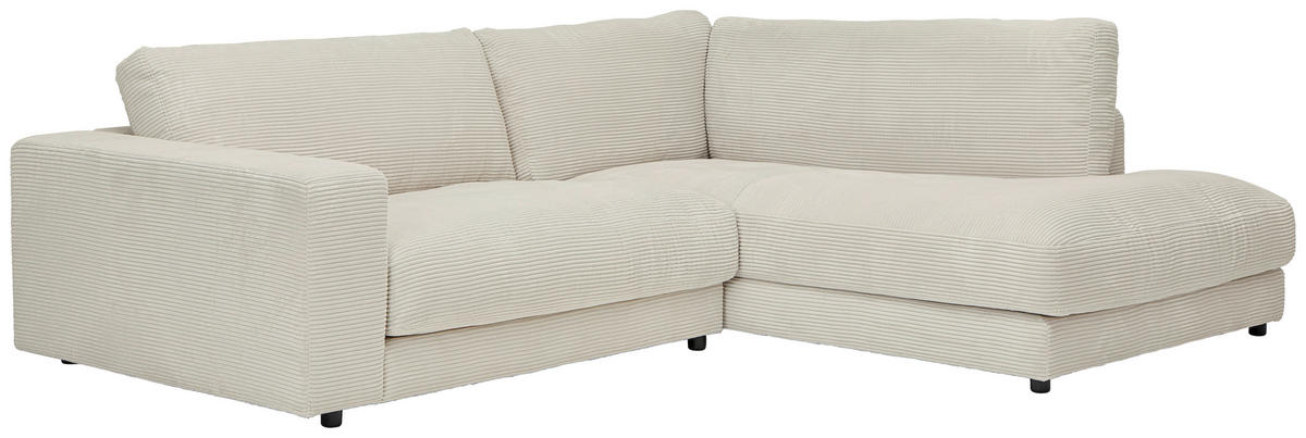 ECKSOFA in Cord Creme  - Creme/Schwarz, Design, Kunststoff/Textil (265/224cm) - Hom`in