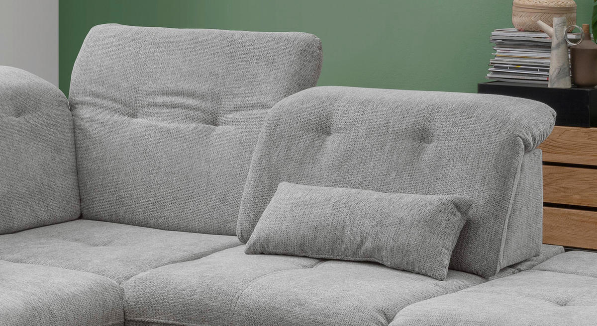 ECKSOFA in Chenille Silberfarben  - Chromfarben/Silberfarben, Design, Textil/Metall (280/254cm) - Livetastic
