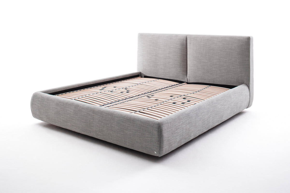 POLSTERBETT 180/200 cm,  in Hellgrau, Bettkasten, Lattenrost,  - Hellgrau/Naturfarben, MODERN, Holz/Textil (180/200cm) - Livetastic
