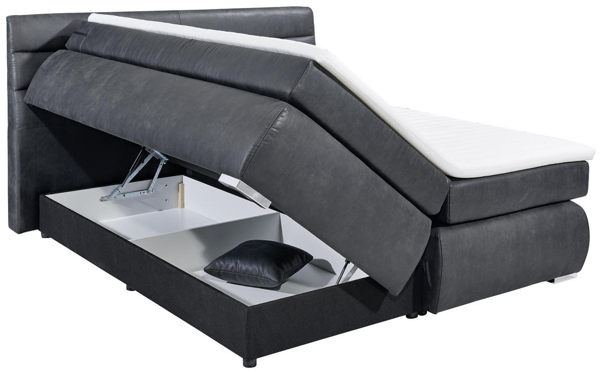 POSTELJA BOXSPRING 200 cm   x 180 cm  , les, tekstil, leseni material antracit  - srebrne barve/antracit, Konvencionalno, umetna masa/tekstil (180/200cm) - Esposa