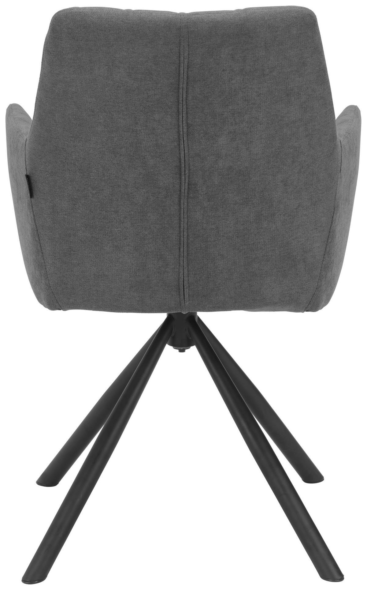 STOLIČKA S PODRÚČKAMI, železo, tkaná textília, sivá, čierna - čierna/sivá, Design, kov/textil (62/88/61cm) - Hom`in