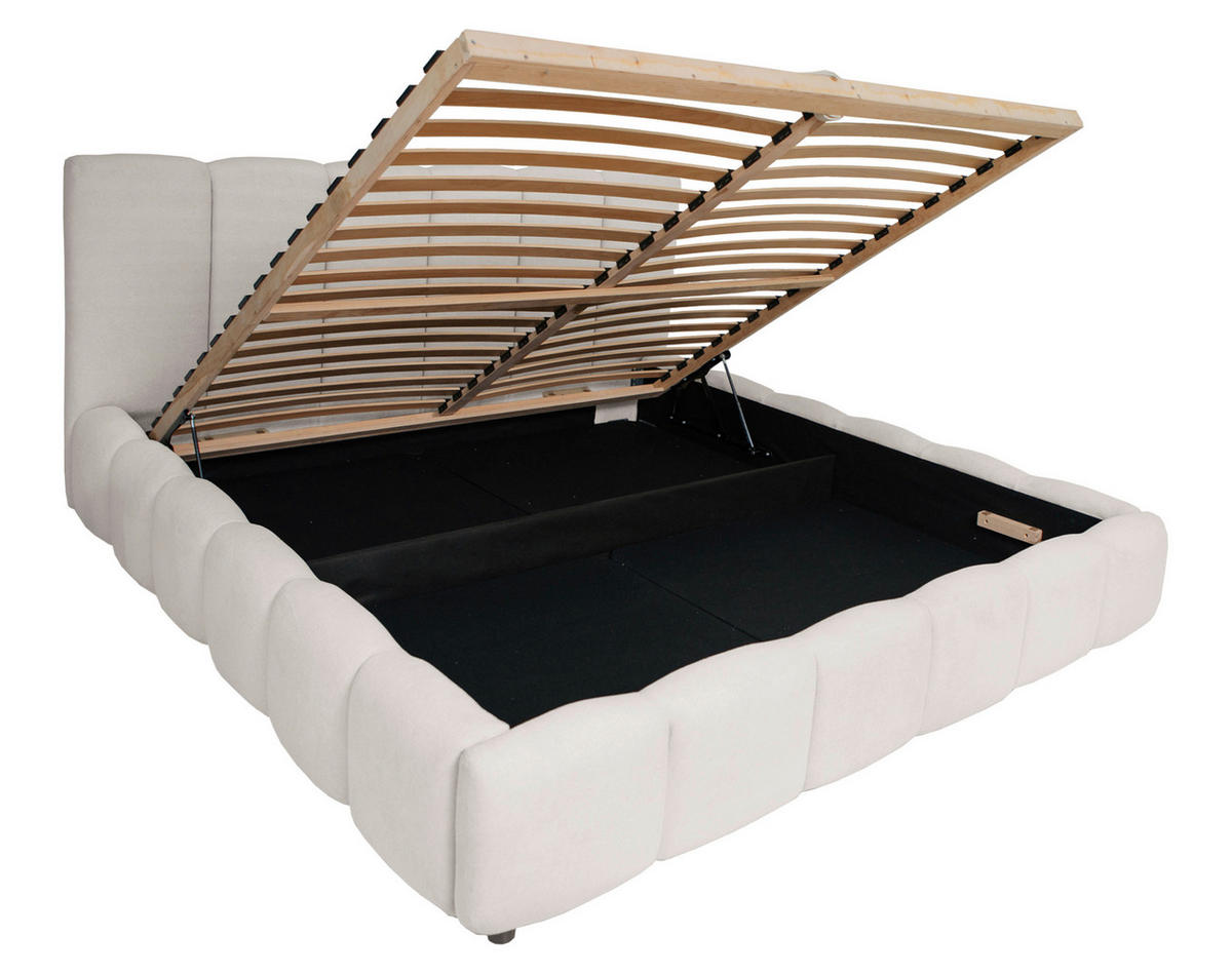 POLSTERBETT Cloudy Lattenrost, Bettkasten 180/200 cm  in Creme  - Creme/Schwarz, KONVENTIONELL, Holz/Kunststoff (180/200cm) - Boxxx