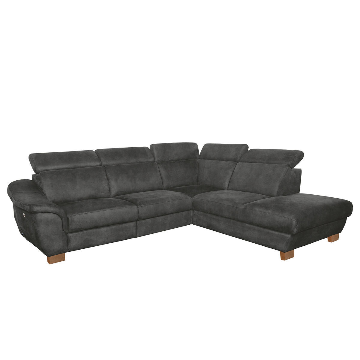 ECKSOFA Mikrofaser Anthrazit  - Anthrazit/Naturfarben, Design, Holz/Textil (276/238cm) - Livetastic