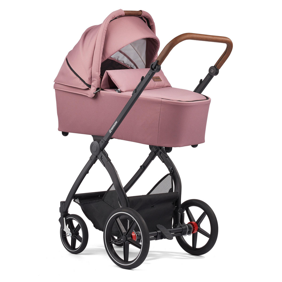 KINDERWAGENSET FX4 Life  - Schwarz/Altrosa, Basics, Textil/Metall (57/129/100cm) - Gesslein