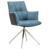 ARMLEHNSTUHL  in Edelstahl Mikrofaser, Leinenoptik  - Blau/Edelstahlfarben, Design, Textil/Metall (59/89,5/63cm) - Novel