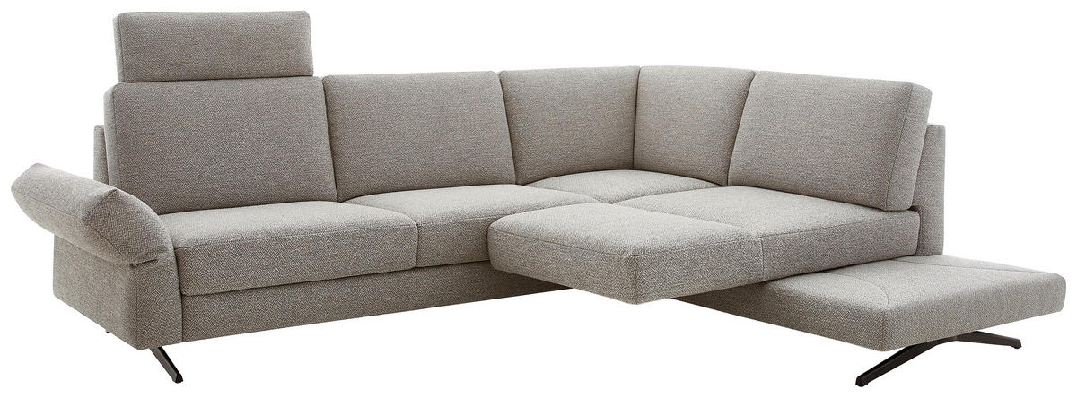 ECKSOFA in Flachgewebe Beige  259/218 cm  - Beige/Schwarz, Design, Textil/Metall (259/218cm) - Koinor