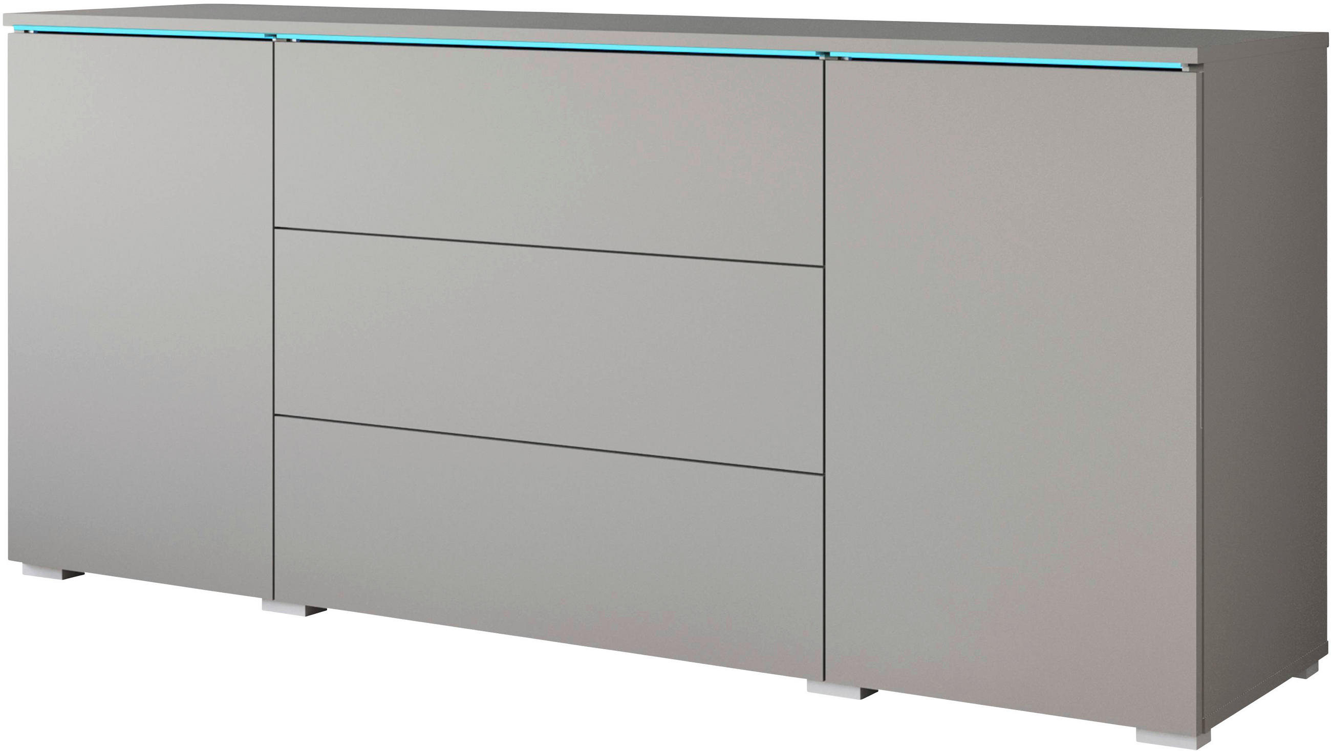 ŠIROKÁ KOMODA, šedá,  - šedá, Trend, kompozitní dřevo/plast (150/67,9/39,5cm)