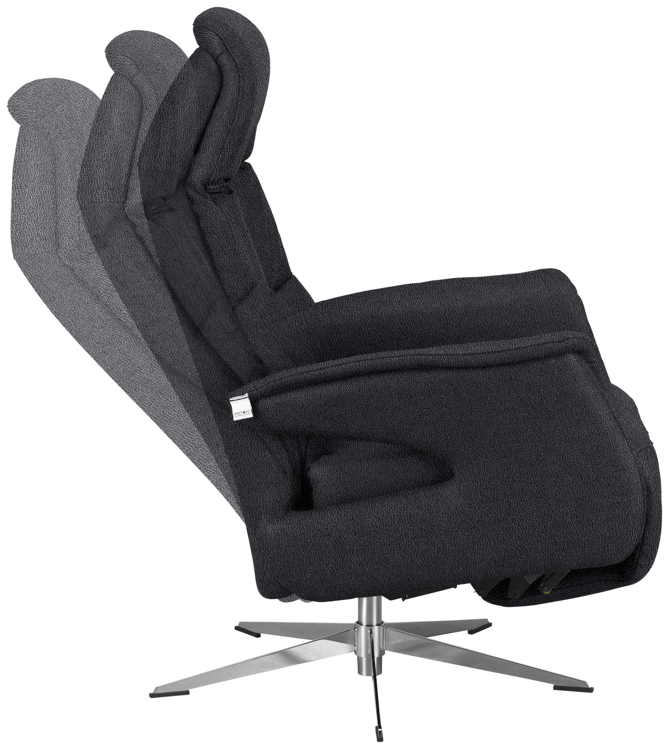 RELAXSESSEL Echtleder Relaxfunktion, Rücken echt    - Chromfarben/Anthrazit, Design, Leder/Metall (74/108/86cm) - Welnova