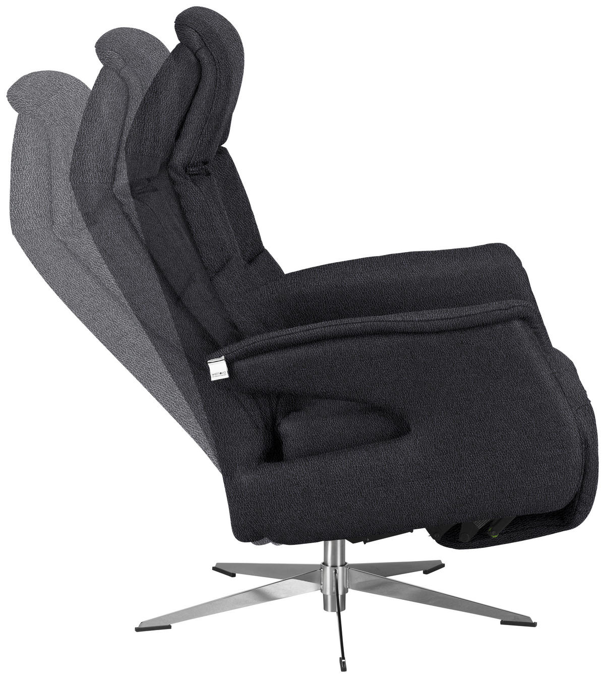 RELAXSESSEL in Leder Anthrazit  - Chromfarben/Anthrazit, Design, Leder/Metall (74/108/86cm) - Welnova
