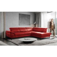 ECKSOFA  in Lederlook Echtleder Rot  274/220 cm  - Rot/Schwarz, Design, Leder/Textil (274/220cm) - Livetastic
