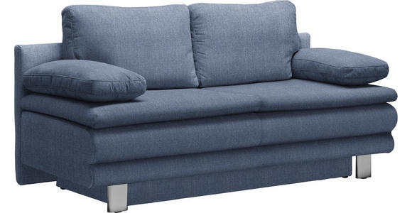 SCHLAFSOFA in Webstoff Blau  - Chromfarben/Blau, Design, Textil/Metall (194/96/86cm) - Novel