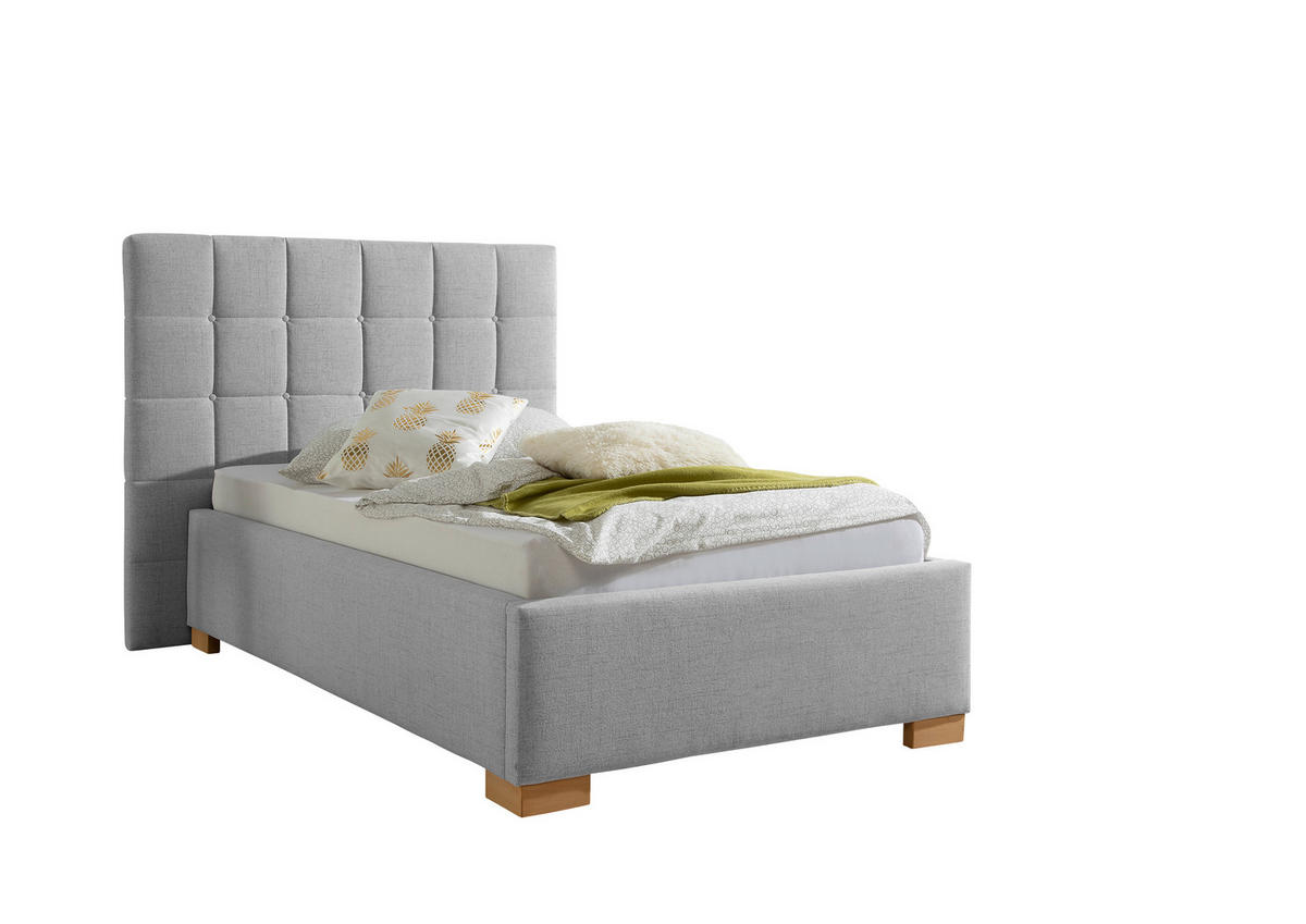 POLSTERBETT 100/200 cm,  in Grau,  - Naturfarben/Grau, MODERN, Holz/Textil (100/200cm) - Livetastic