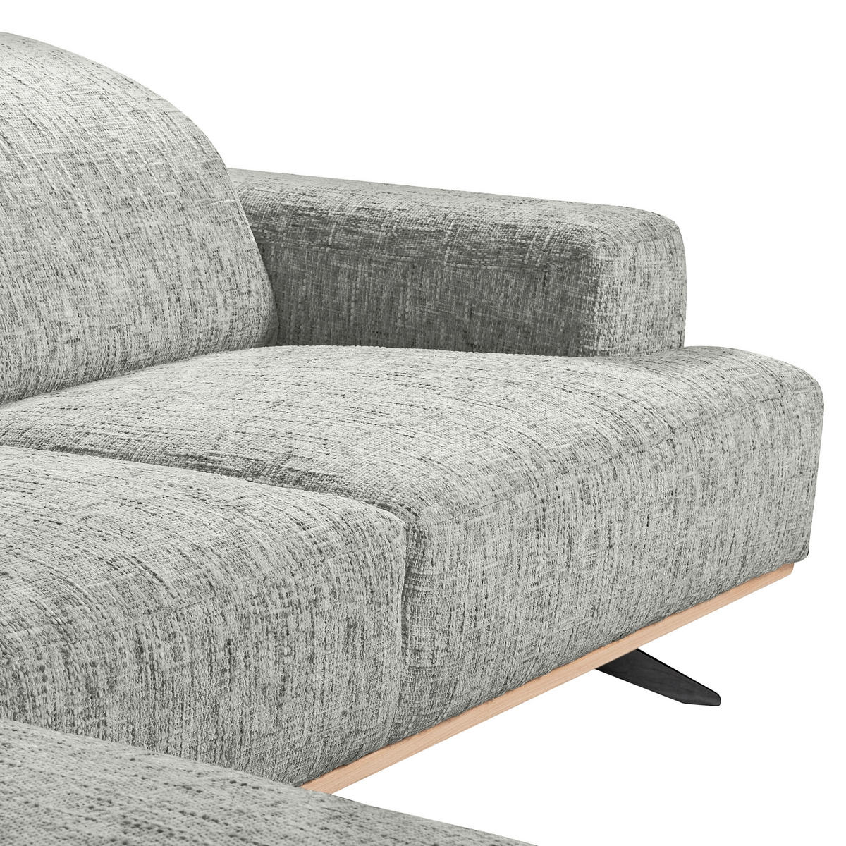 ECKSOFA PORTLAND in Struktur Grau Kopfteilverstellung  187/295 cm  - Schwarz/Grau, Design, Holz/Textil (187/295cm) - Livetastic