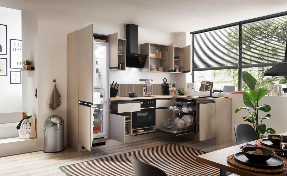 ECKKÜCHE 280/175 cm  in Seidengrau  - Eichefarben/Seidengrau, Trend, Holzwerkstoff/Metall (280/175cm) - P & B