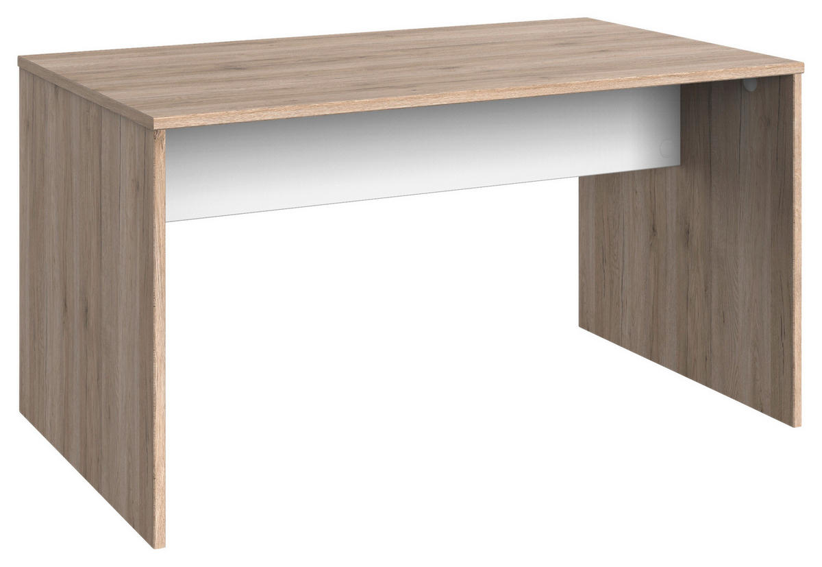 SCHREIBTISCH 140/70/72 cm in Weiß, Eiche San Remo von CARRYHOME
