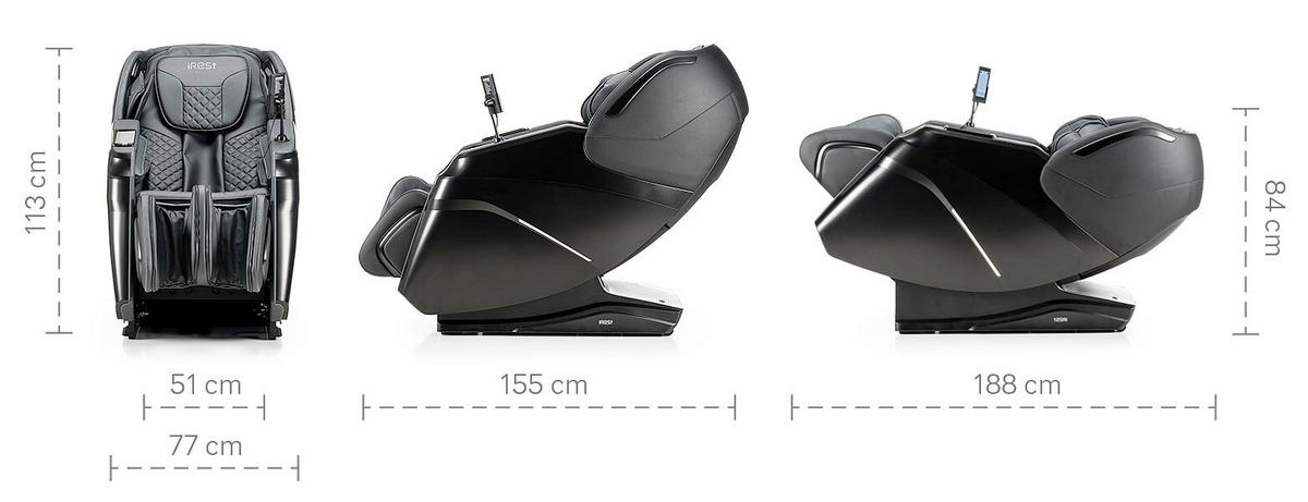 MASSAGESESSEL  mit Schwarz integrierte Lautsprecher, Relaxfunktion, Liegefunktion, Sitzheizung, Netzbetrieb, Massagefunktion, Herz-Waage-Funktion, abwischbar, ausziehbare Fußstütze, Bluetooth-Lautsprecher, Rückenlehne in S-Form  - Schwarz, Basics, Kunststoff/Textil (76/113/155-175cm) - iRest