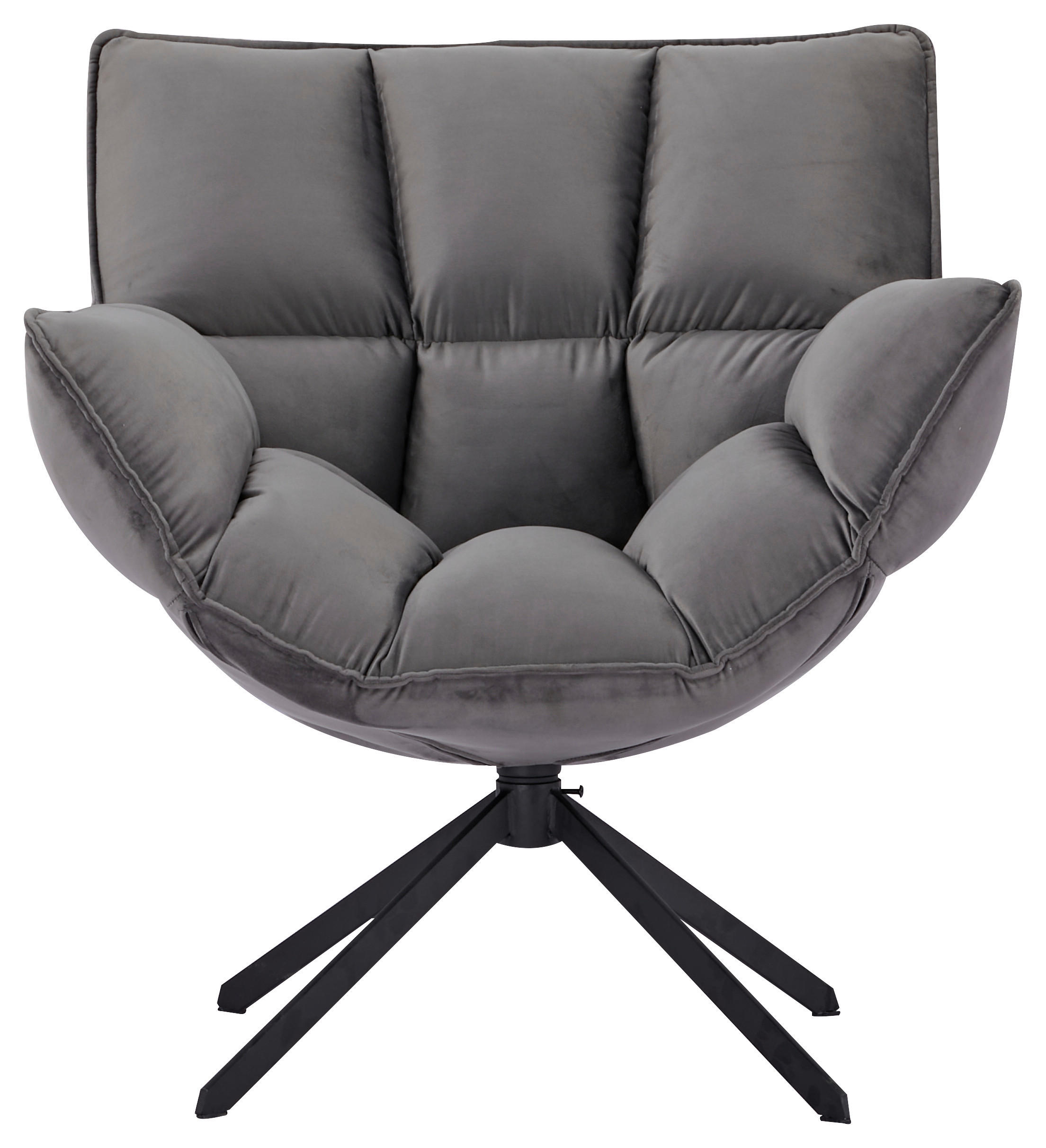 DREHSTUHL Samt Dunkelgrau  - Dunkelgrau/Schwarz, Design, Textil/Metall (81/83/78cm) - Livetastic