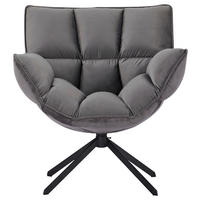DREHSTUHL Samt Dunkelgrau  - Dunkelgrau/Schwarz, Design, Textil/Metall (81/83/78cm) - Livetastic