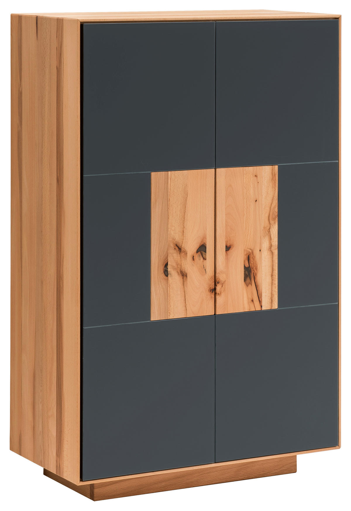 SCHUHSCHRANK Kernbuche massiv Anthrazit, Buchefarben  - Anthrazit/Buchefarben, MODERN, Glas/Holz (72/112/37cm) - Linea Natura